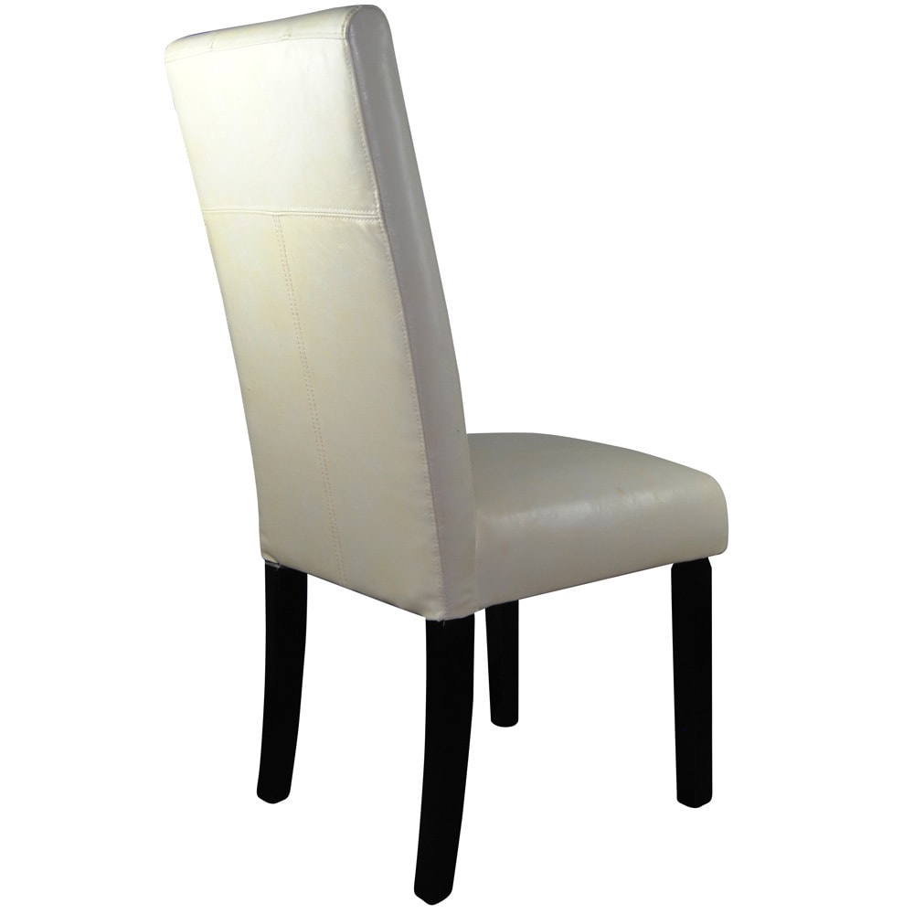 white leather parson chairs