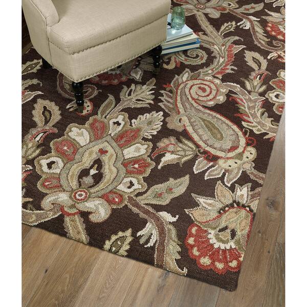 Christopher Kashan Hand-tufted Chocolate Paisley Rug - 10' x 14'