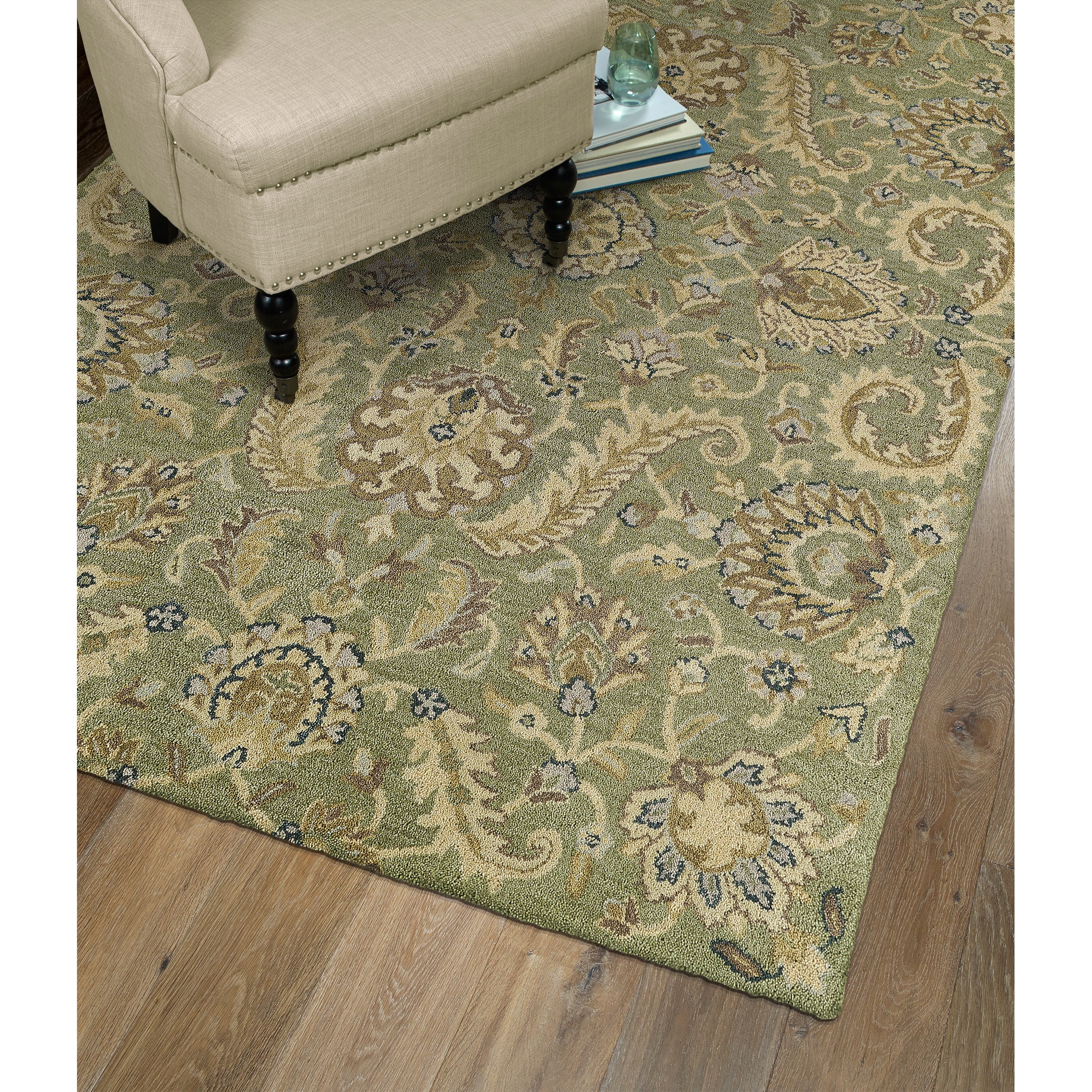 Christopher Kashan Hand tufted Green Rug (10 X 14)