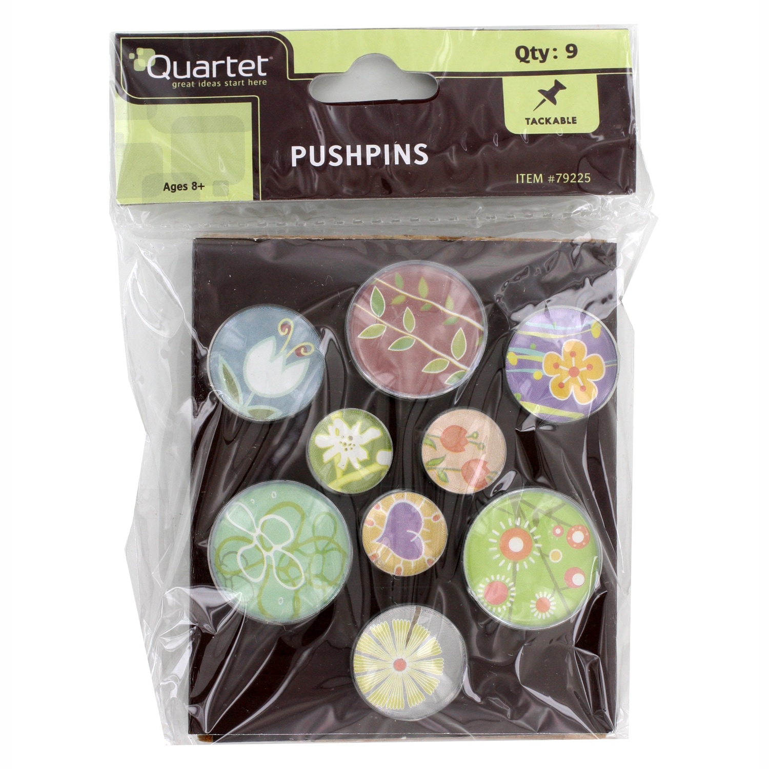 Quartet Assorted Designs Bubble Push Pins Pack Of 9 (AssortedModel QRT79225Dimensions 1 inches long x 4.25 inches wide x 4.25 inches high )