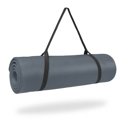 Pure Fitness 1/2 inch Ultra Thick NBR Exercise Mat - Charcoal - Grey - 68x24