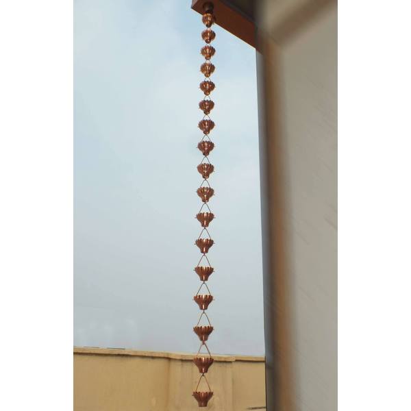 Cascading Leaves 8.5 foot Copper Rain Chain