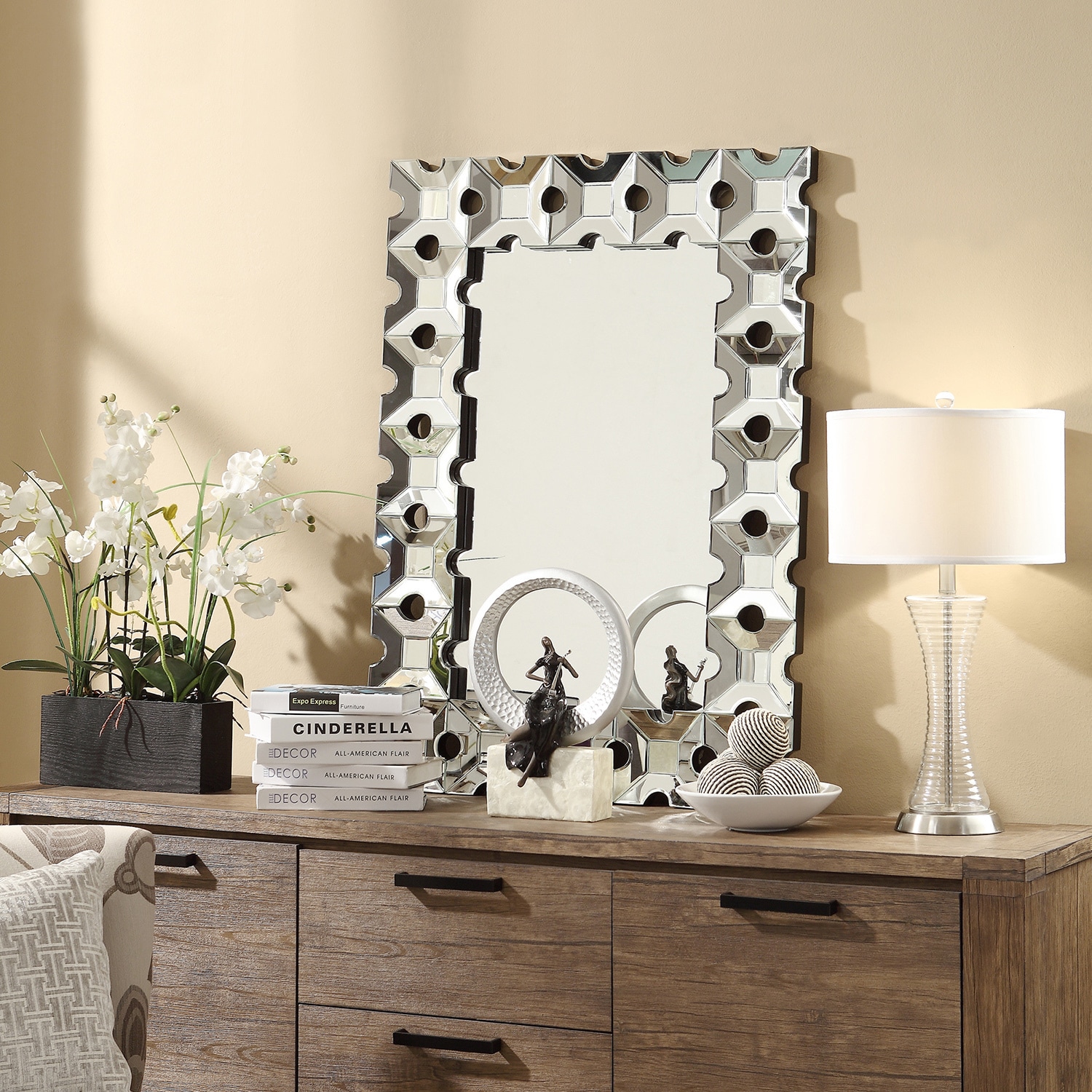 Inspire Q Onarga Rectangular Cut Out Frame Accent Wall Mirror