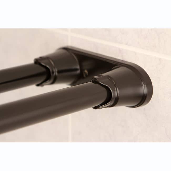 Kingston Brass Oil-rubbed Bronze Curved Adjustable Double Shower Curtain Rod - Brown