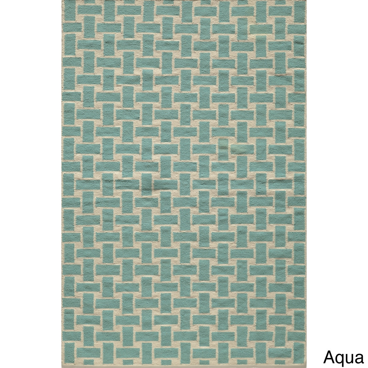 Mersa Bricks Flat Weave Wool Dhurry Rug (5 X 8)