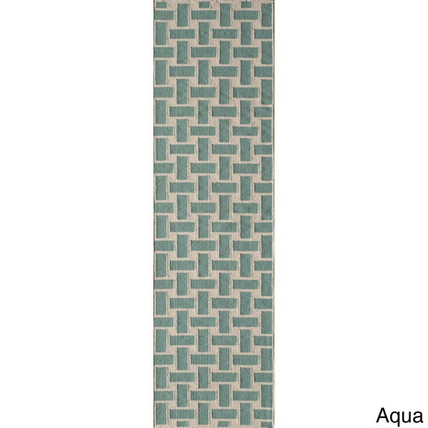 Mersa Bricks Flat Weave Wool Dhurry Rug (2'3 x 8') Runner Rugs