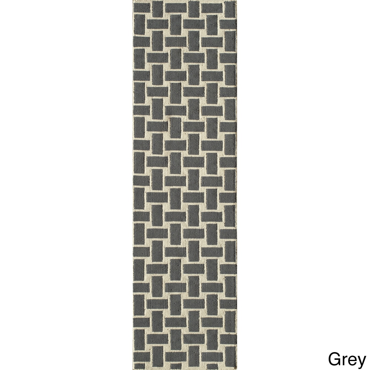 Mersa Bricks Flat Weave Wool Dhurry Rug (23 X 8)