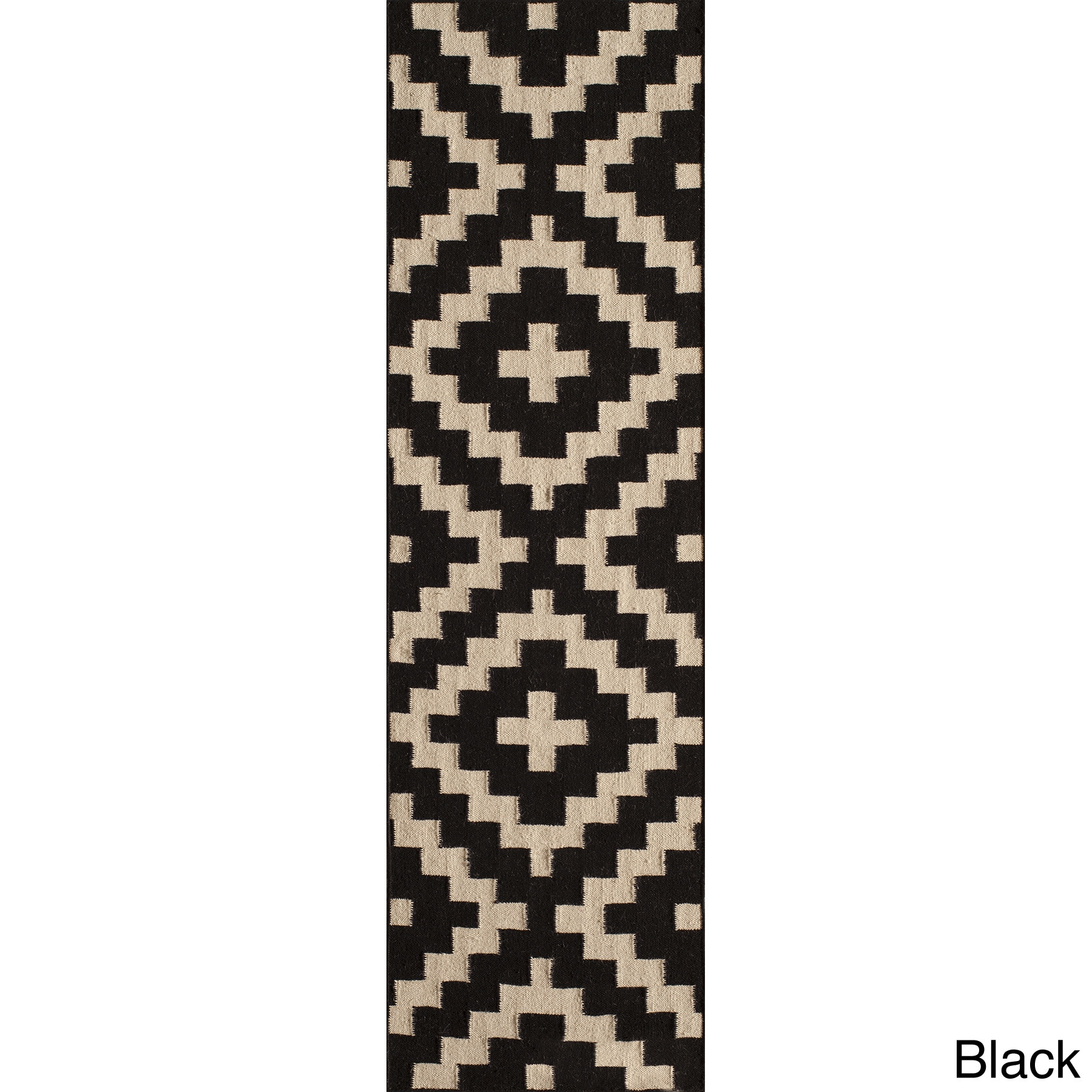 Mersa Diamonds Flat Weave Wool Dhurry Rug (23 X 8)