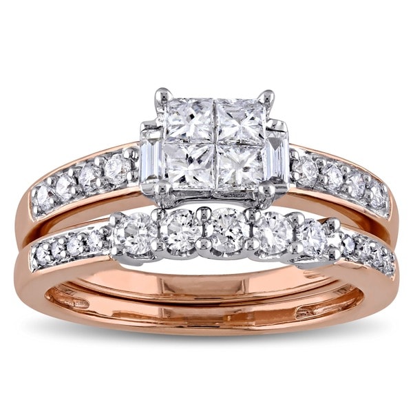 Shop Miadora Signature Collection 14k Rose Gold 1ct TDW Diamond Bridal ...
