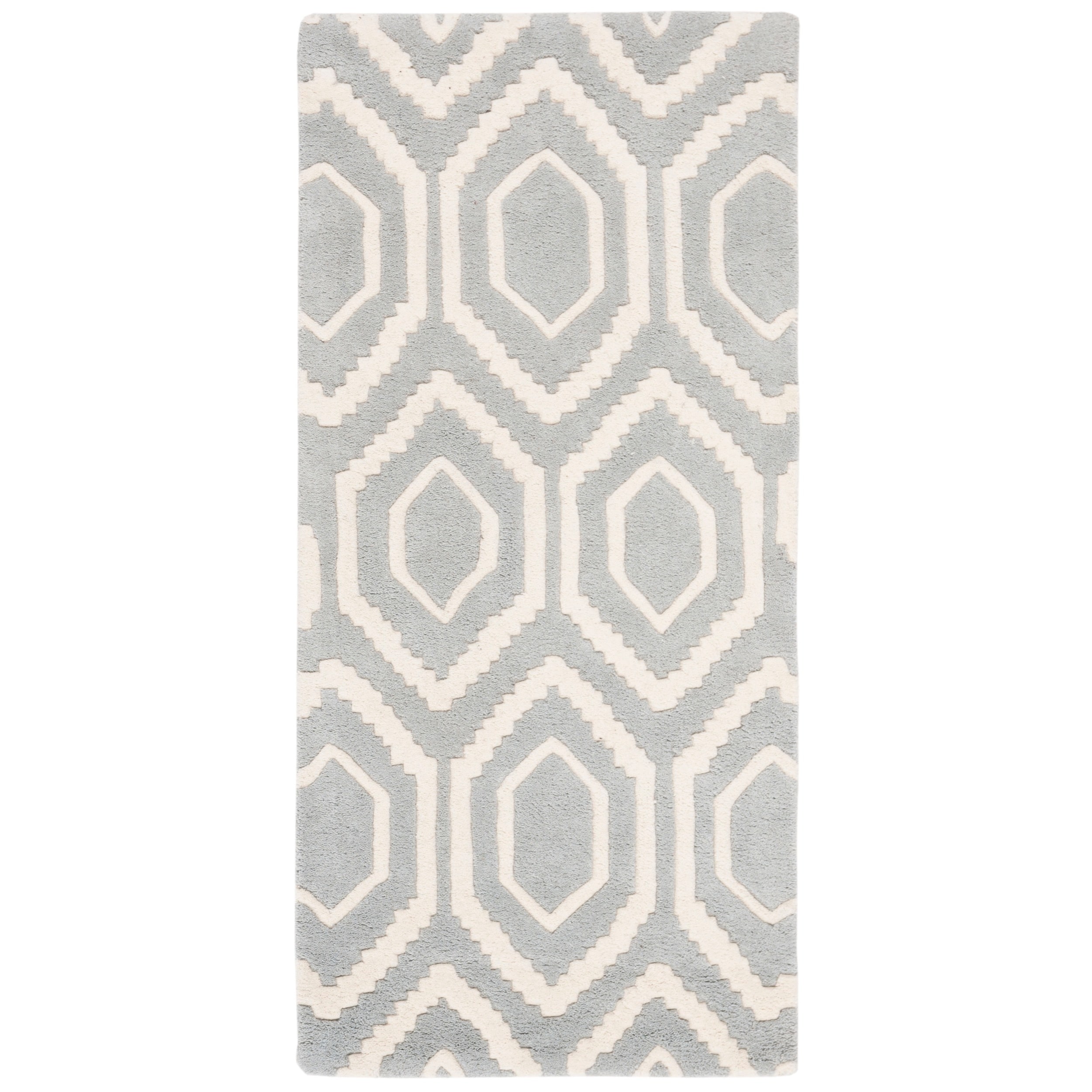 Safavieh Handmade Moroccan Chatham Soft Gray/ Ivory Wool Rug (23 X 5)