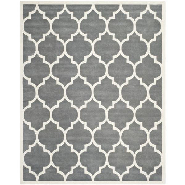 Safavieh Handmade Moroccan Chatham Dark Gray/ Ivory Wool Area Rug - 10' x 14'