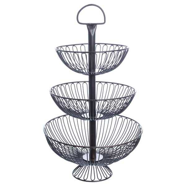 24 Inch Three Tier Decorative Wire Basket Stand On Sale Overstock 8379039