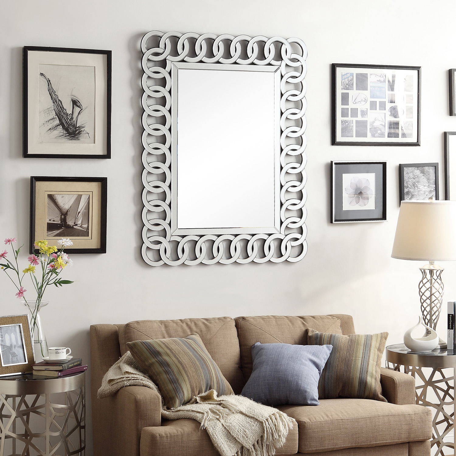 Inspire Q Roscoe Link Frame Rectangular Accent Wall Mirror