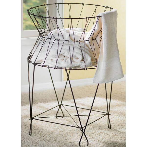 Shop Vintage Collapsible Wire Laundry Basket Hamper Overstock 8379192