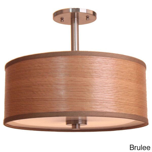 3-light 15-inch Single Shade Satin Nickel Semi-flush Mount