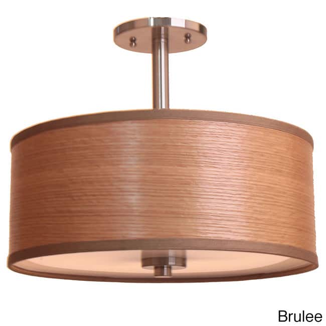 Woodbridge Lighting Drum - Veneer 3-light Semi-flush Mount