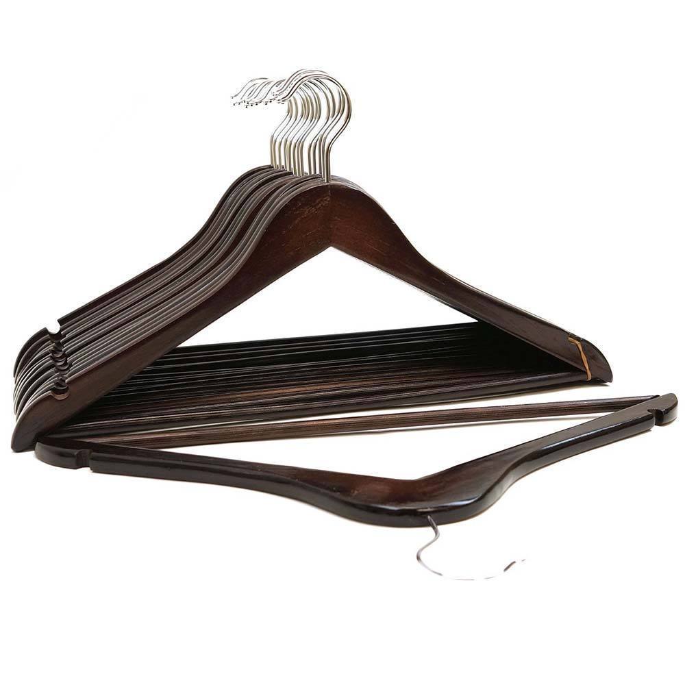 Dark Mahogany Wood Suit Hangers (Set of 8)