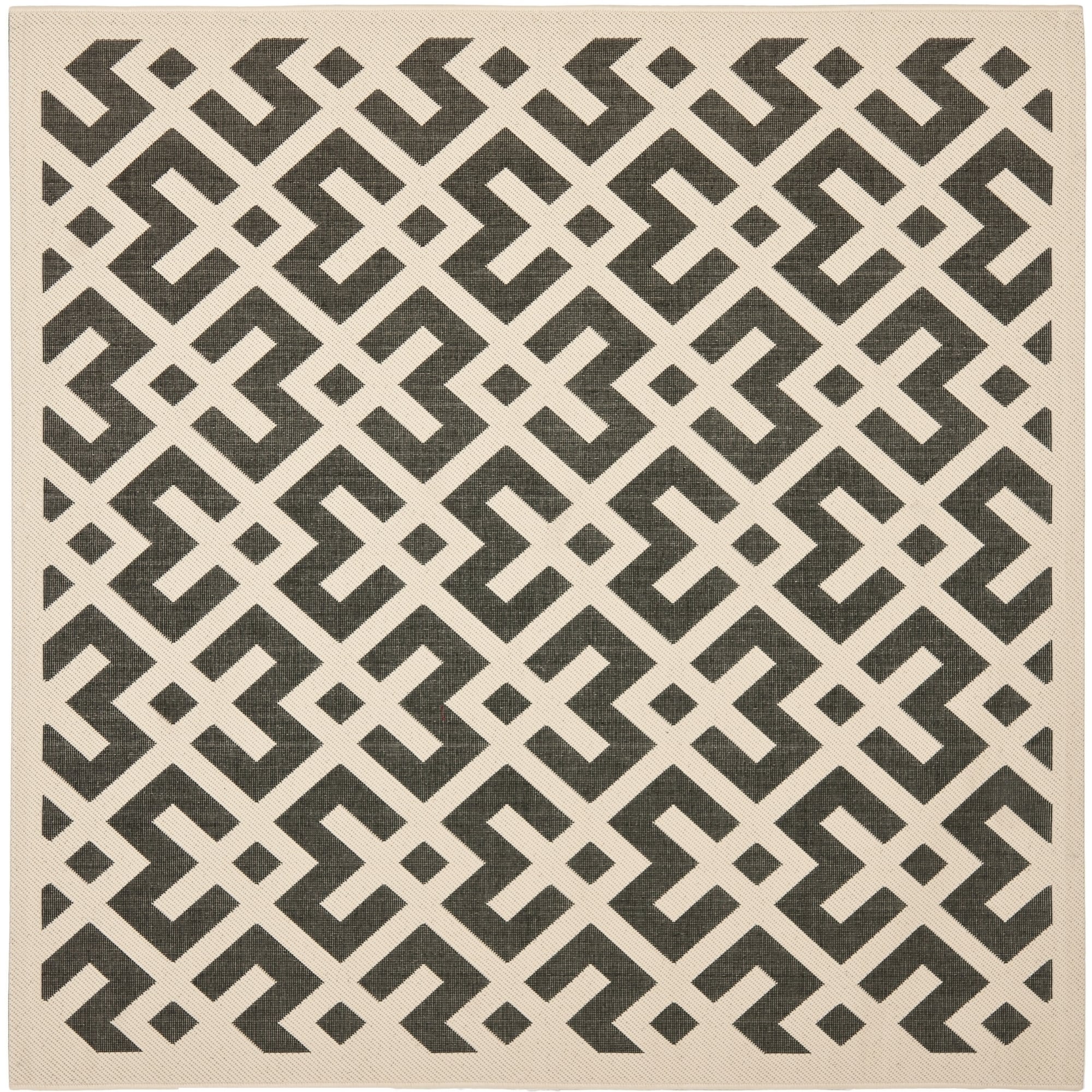 Safavieh Indoor/ Outdoor Courtyard Crisscross pattern Black/ Beige Rug (4 Square)