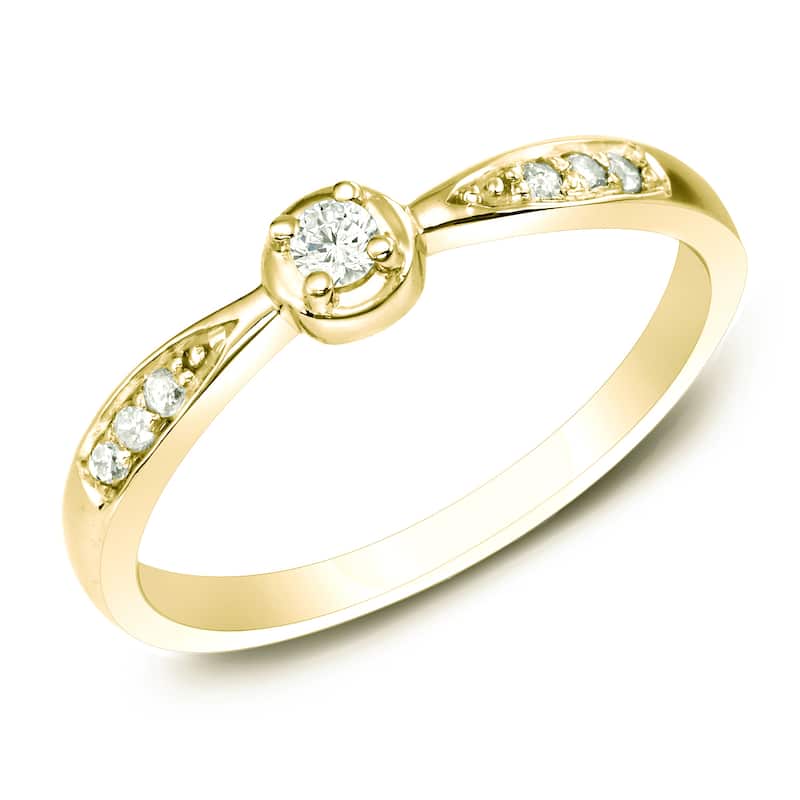 Auriya 1/10ct TDW Round Diamond Promise Ring 10K Gold - 4 - Yellow