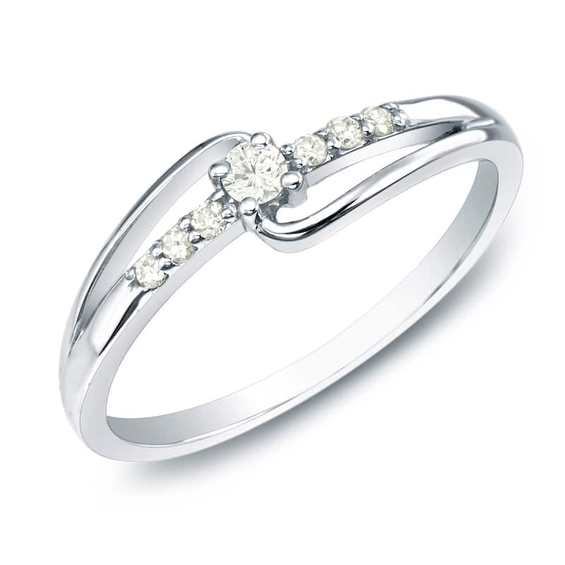 Auriya 1/10ctw Round Diamond Promise Ring 10K Gold - White - 4