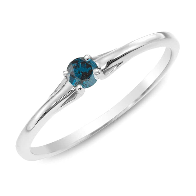 Auriya 1/10ctw Round Blue Diamond Promise Ring 10K Gold