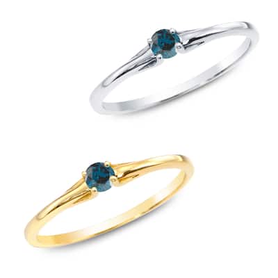 Auriya 1/10ctw Round Blue Diamond Promise Ring 10K Gold