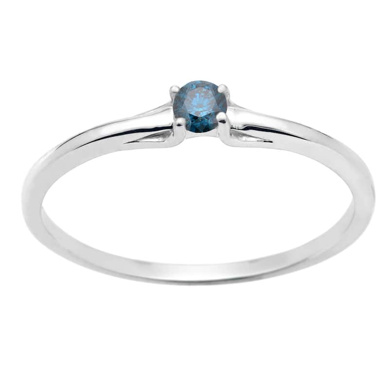 Auriya 1/10ctw Round Blue Diamond Promise Ring 10K Gold