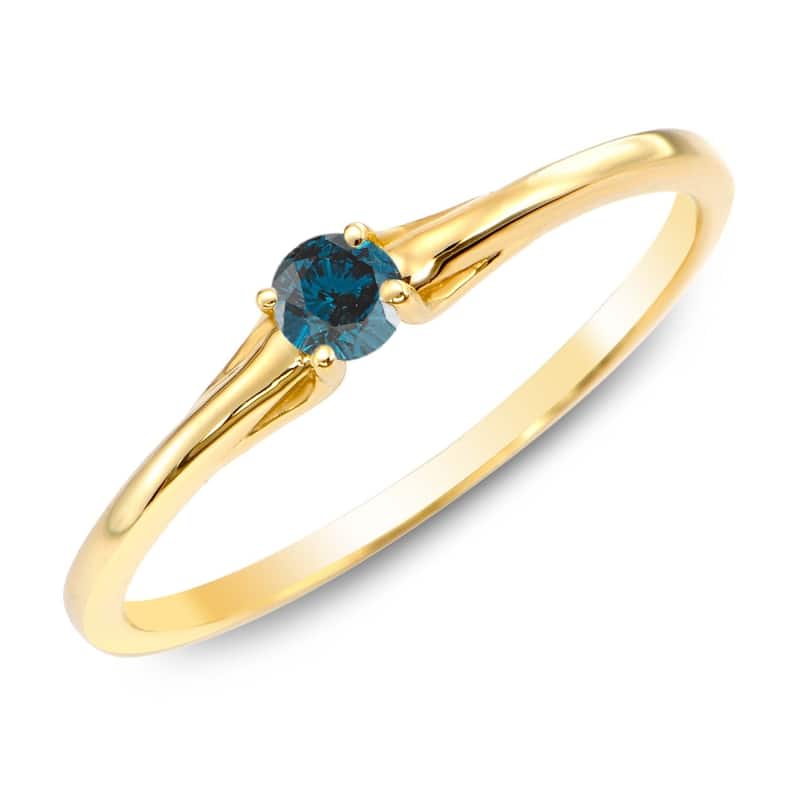 Auriya 1/10ctw Round Blue Diamond Promise Ring 10K Gold