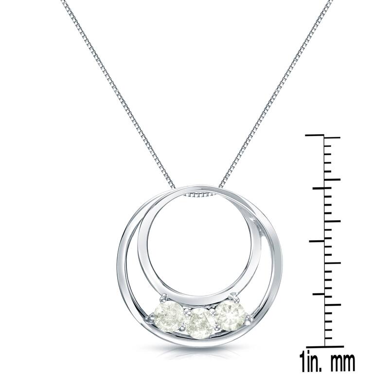 Auriya Modern 3-Stone Double Circle Diamond Necklace 1/2ct TDW 14k Gold (J-K, I1-I2)
