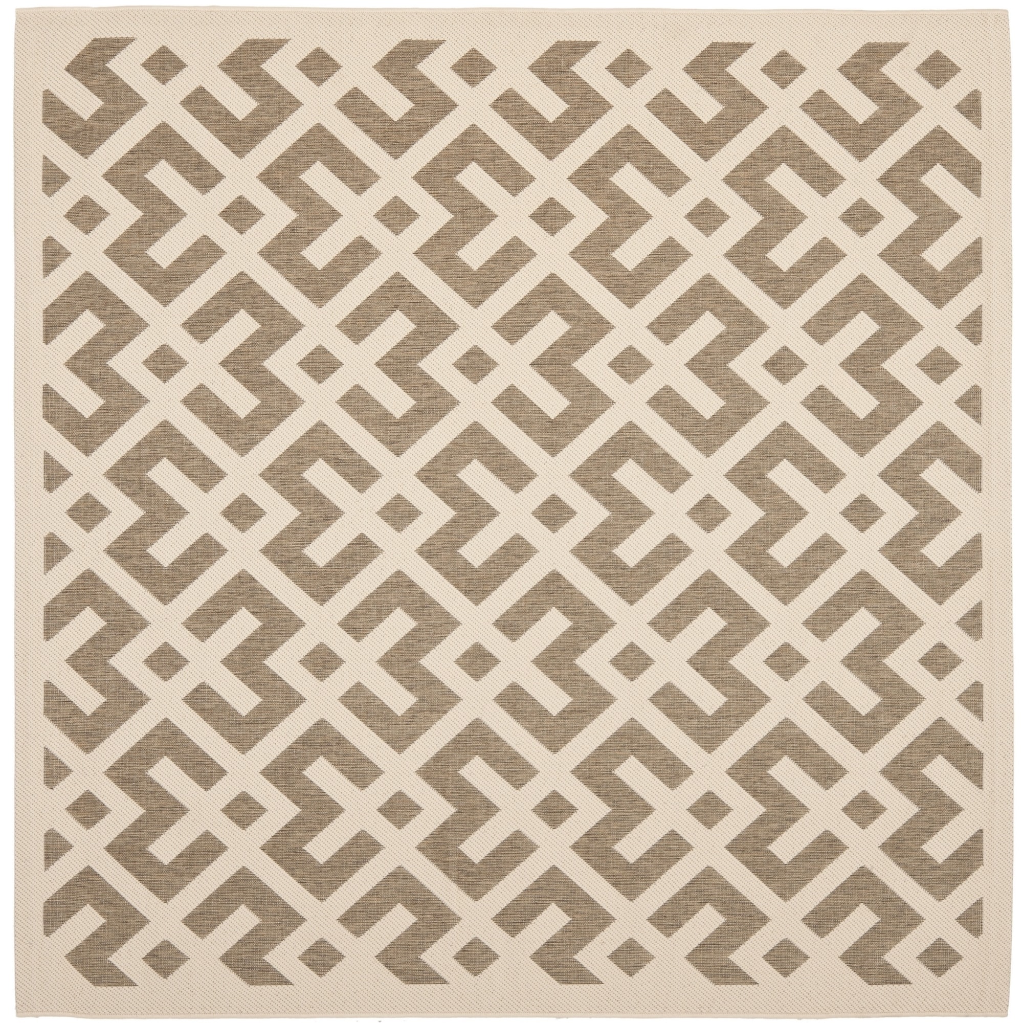 Safavieh Indoor/ Outdoor Courtyard Brown/ Bone Polypropylene Rug (53 Square)