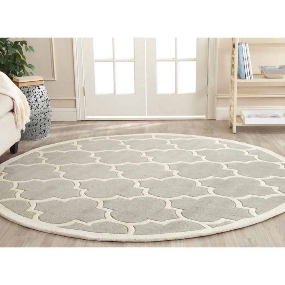 Safavieh Handmade Contemporary Moroccan Chatham Gray/ Ivory Wool Rug (5 Round)