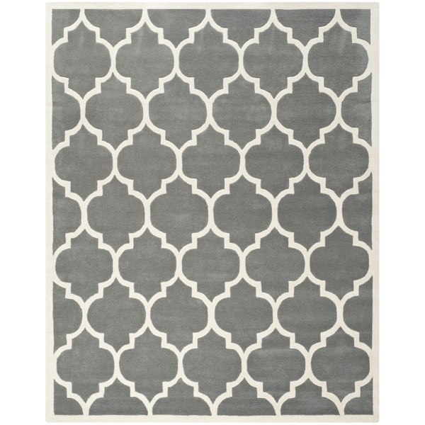 Safavieh Handmade Moroccan Chatham Dark Grey/ Ivory Wool Rug - 10' x 14'