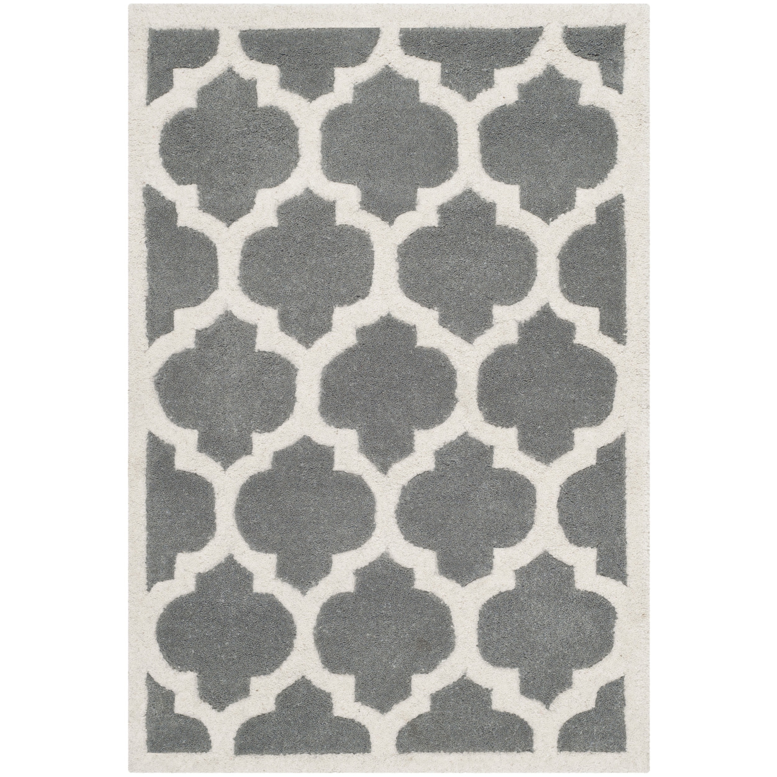 Safavieh Handmade Moroccan Chatham Dark Grey/ Ivory Wool Accent Rug (23 X 5)