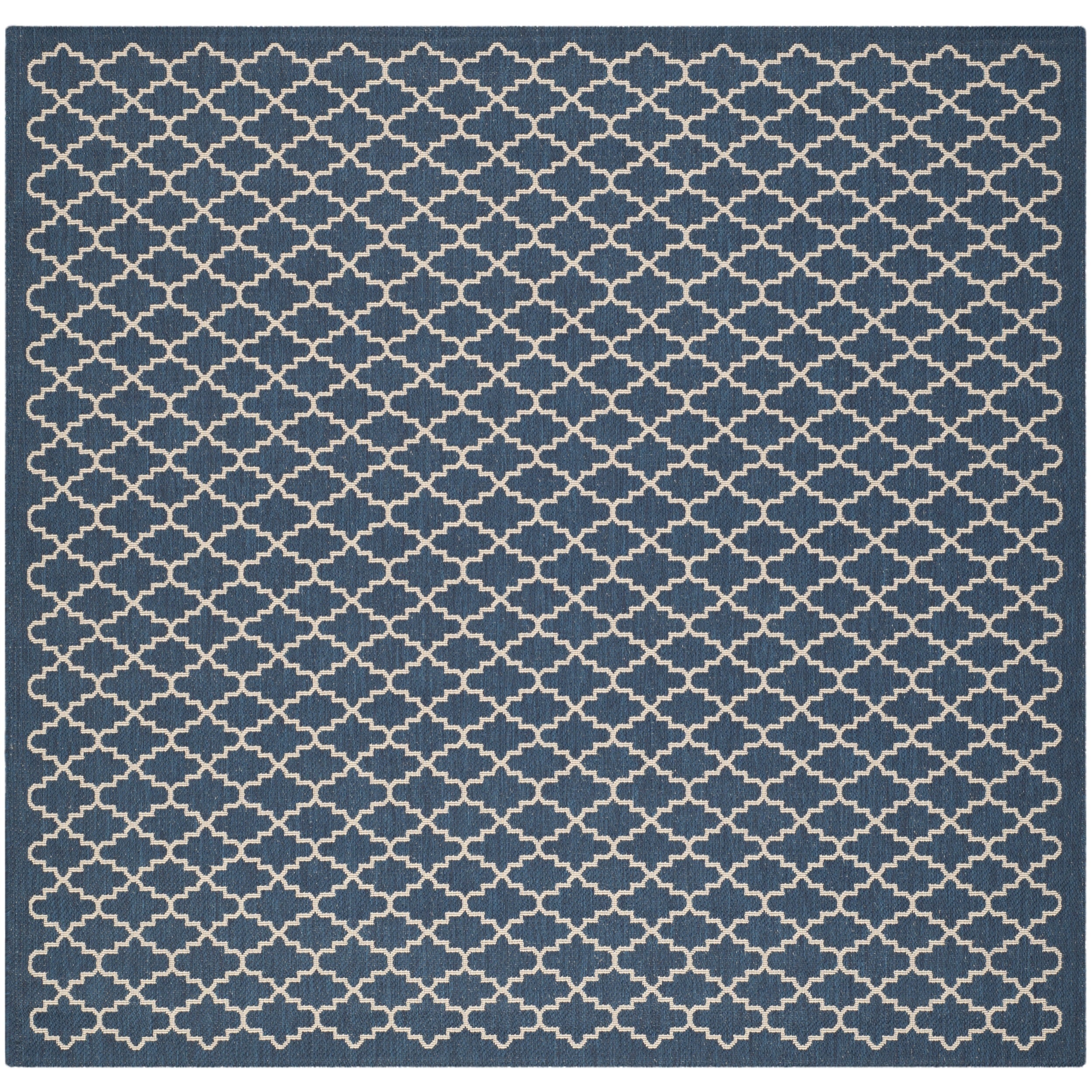 Safavieh Indoor/ Outdoor Courtyard Navy/ Beige Polypropylene Rug (4 Square)