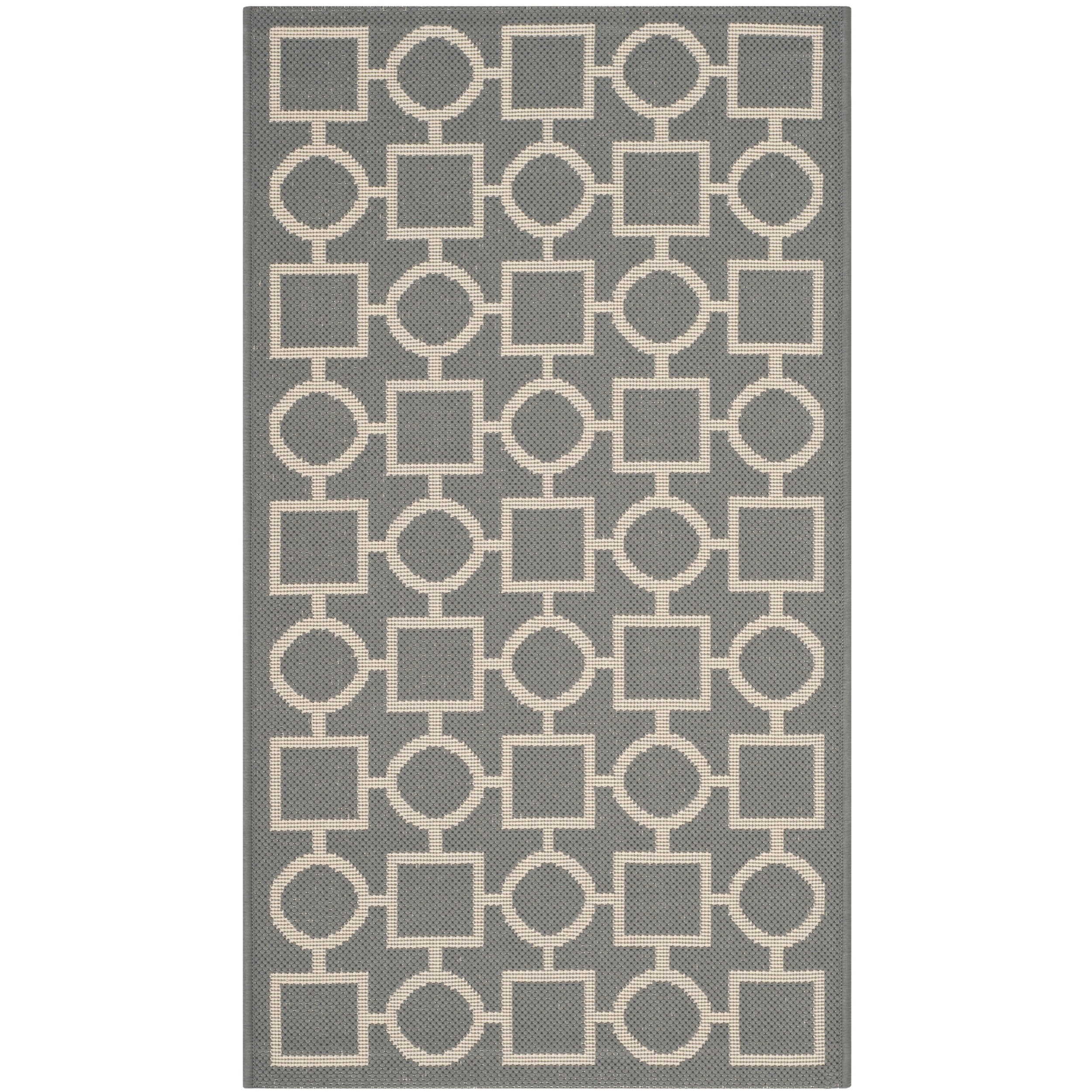 Machine made Safavieh Indoor/ Outdoor Courtyard Anthracite/ Beige Rug (2 X 37)