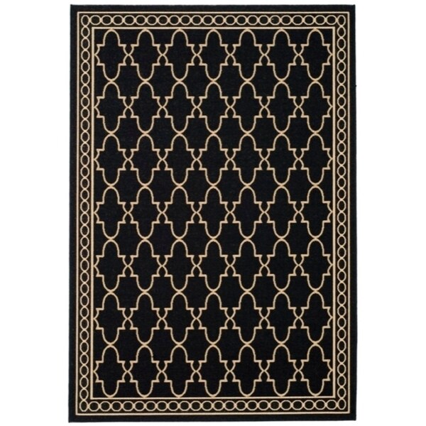 Safavieh Courtyard Trellis All Weather Black Beige