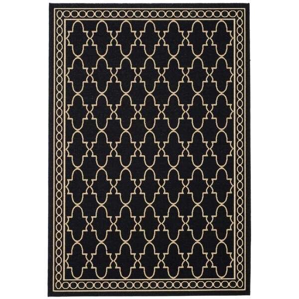 Safavieh Courtyard Trellis All-Weather Black/ Beige Indoor/ Outdoor Rug - 9' x 12'