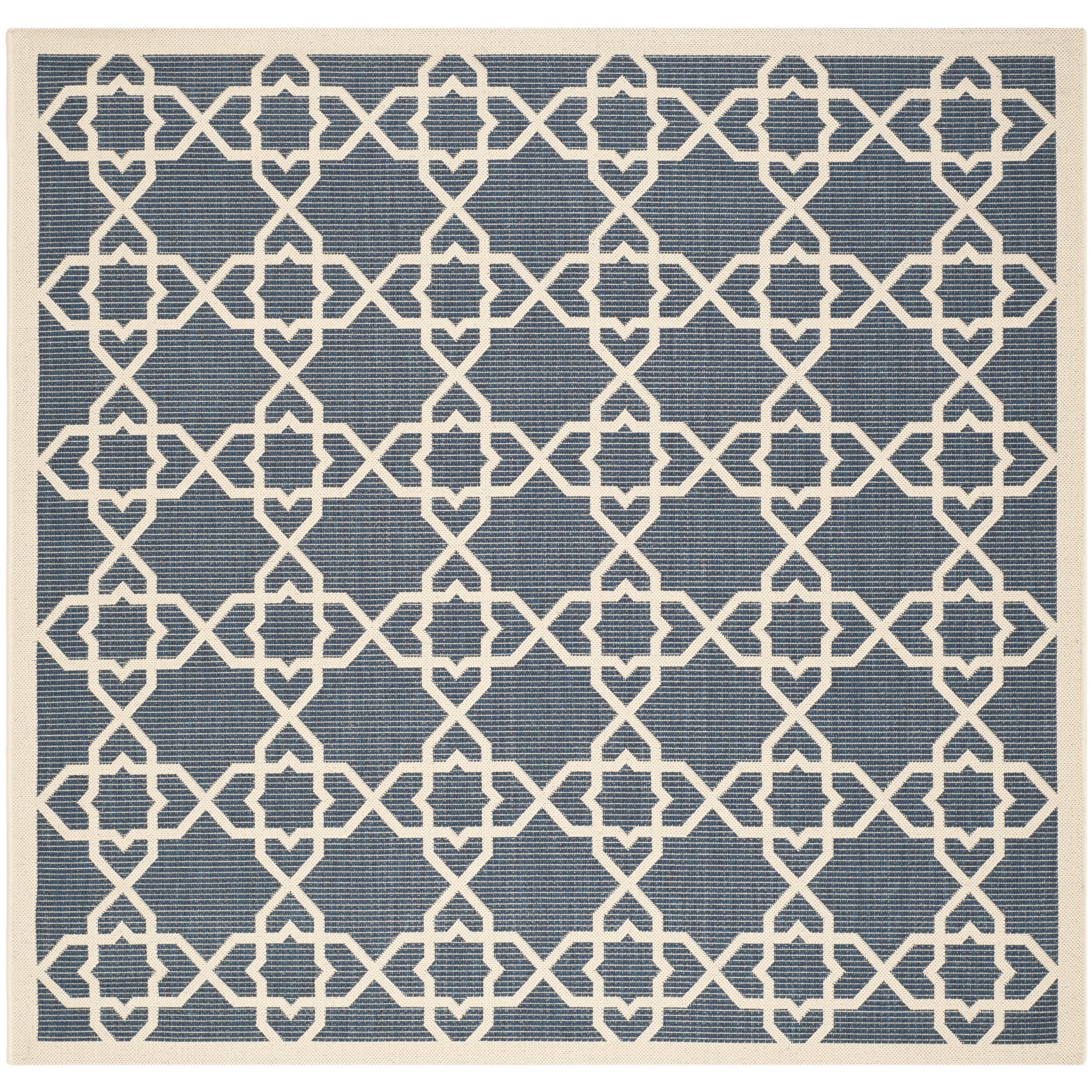 Contemporary Safavieh Indoor/ Outdoor Courtyard Navy/ Beige Rug (710 Square)