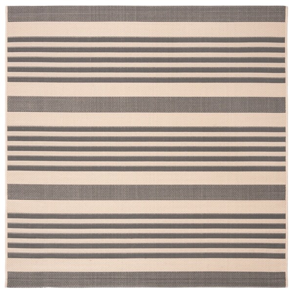 Shop Safavieh Courtyard Stripe Grey/ Bone Indoor/ Outdoor Rug 4' x 4