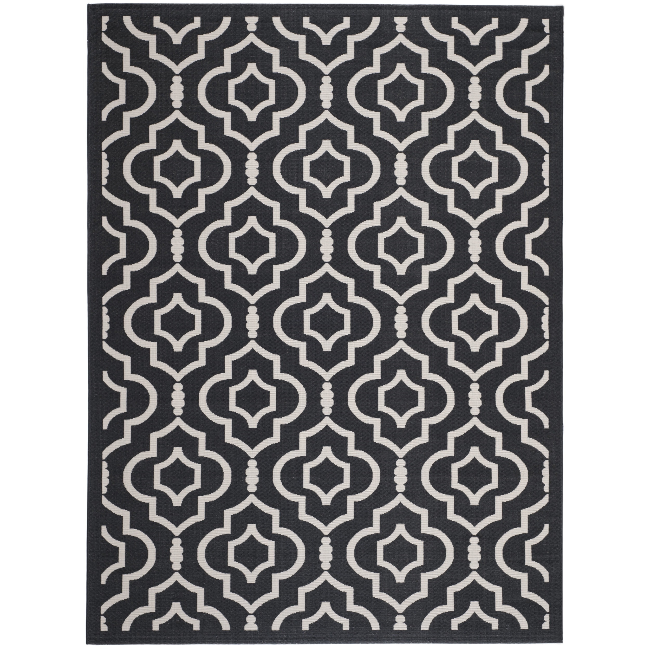 Safavieh Contemporary Indoor/ Outdoor Courtyard Black/ Beige Rug (9 X 12)