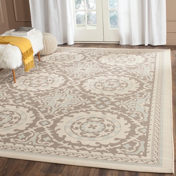 Safavieh Indoor/ Outdoor Courtyard Beige/ Dark Beige Rug - 8' X 11'
