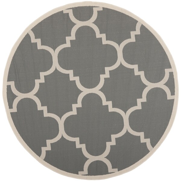 Shop Safavieh Courtyard Quatrefoil Grey/ Beige Indoor/ Outdoor Rug 4