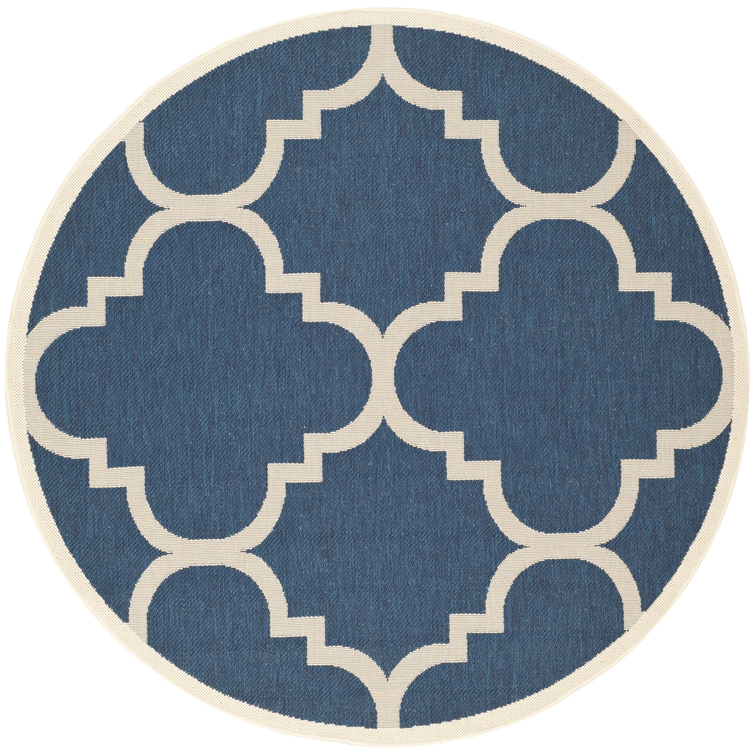 Safavieh Indoor/ Outdoor Courtyard Navy/ Beige Area Rug (710 Round)