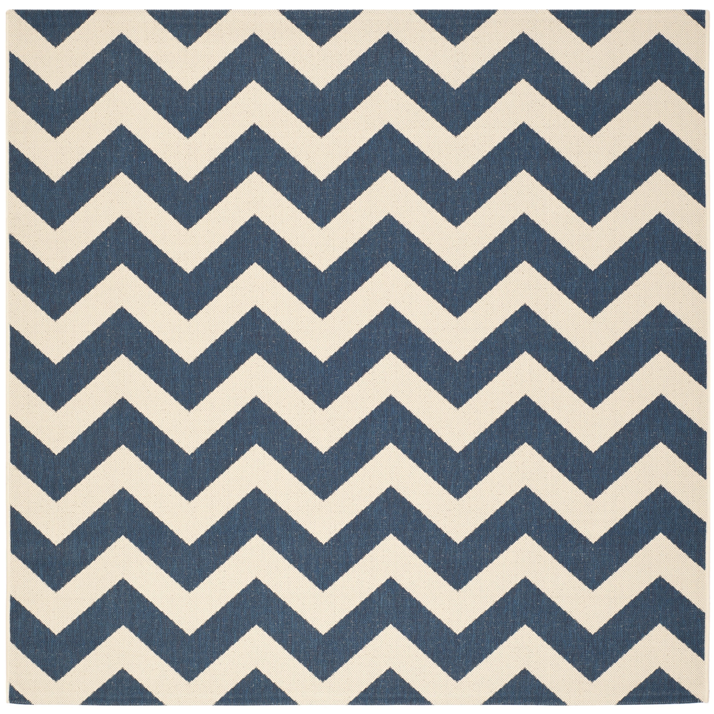 Safavieh Indoor/ Outdoor Courtyard Navy/ Beige Geometric Rug (710 Square)