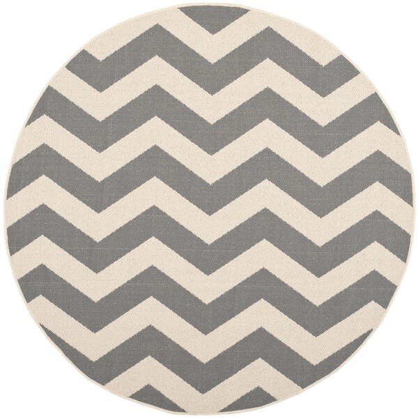 Safavieh Courtyard ZigZag Grey/ Beige Indoor/ Outdoor Rug (4' Round