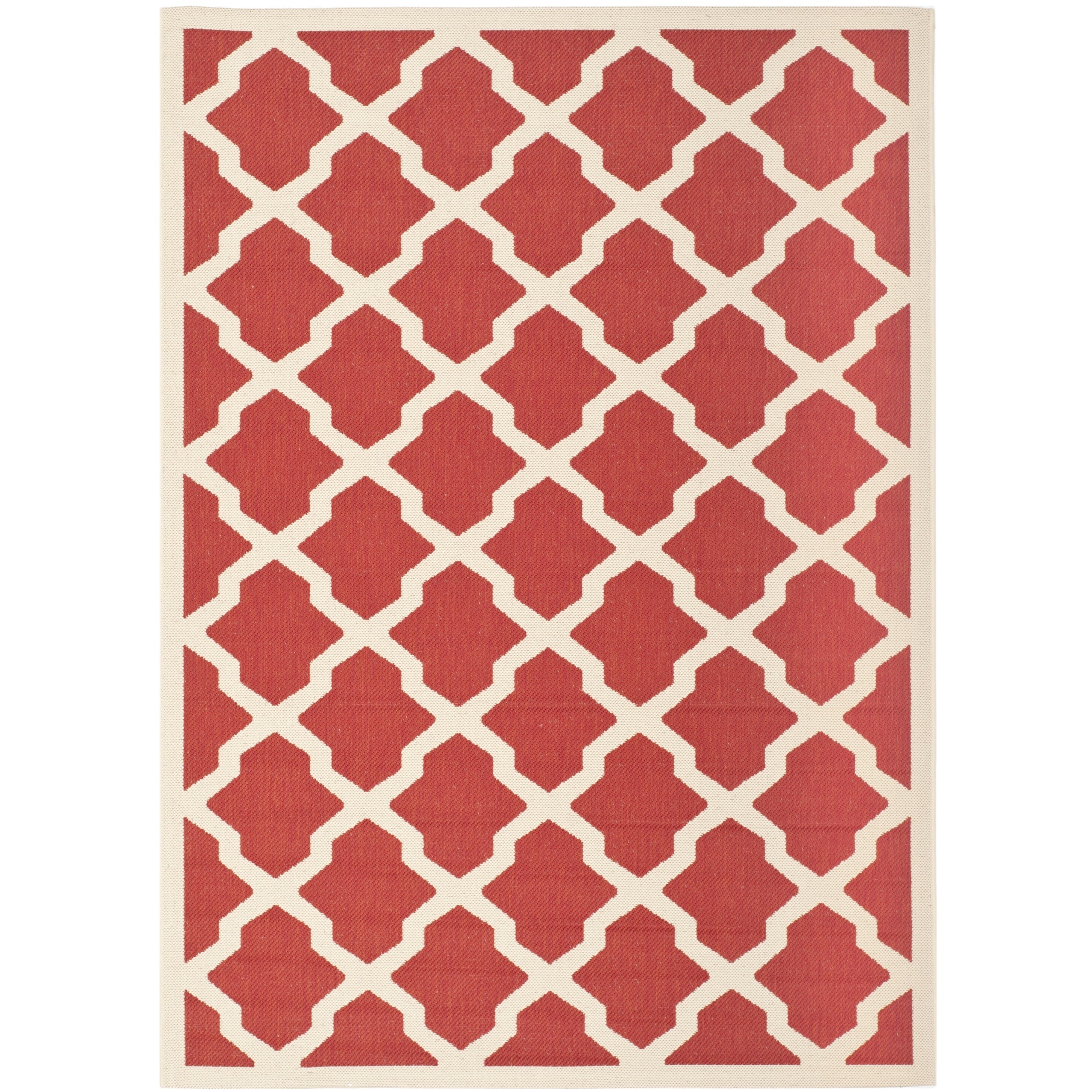 Safavieh Indoor/ Outdoor Courtyard Red/ Bone Polypropylene Rug (4 X 57)