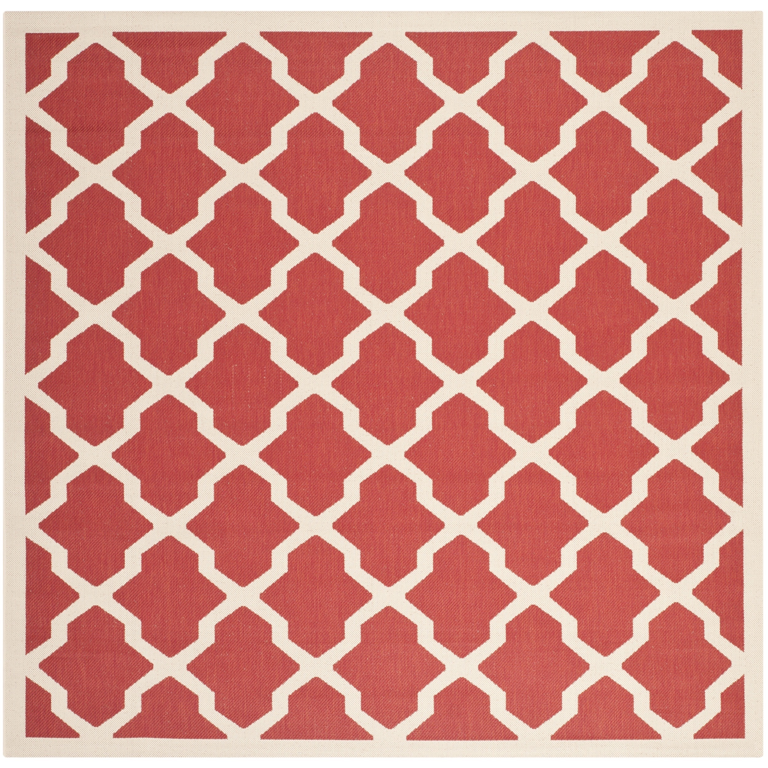 Safavieh Indoor/ Outdoor Courtyard Red/ Bone Rug (4 Square)