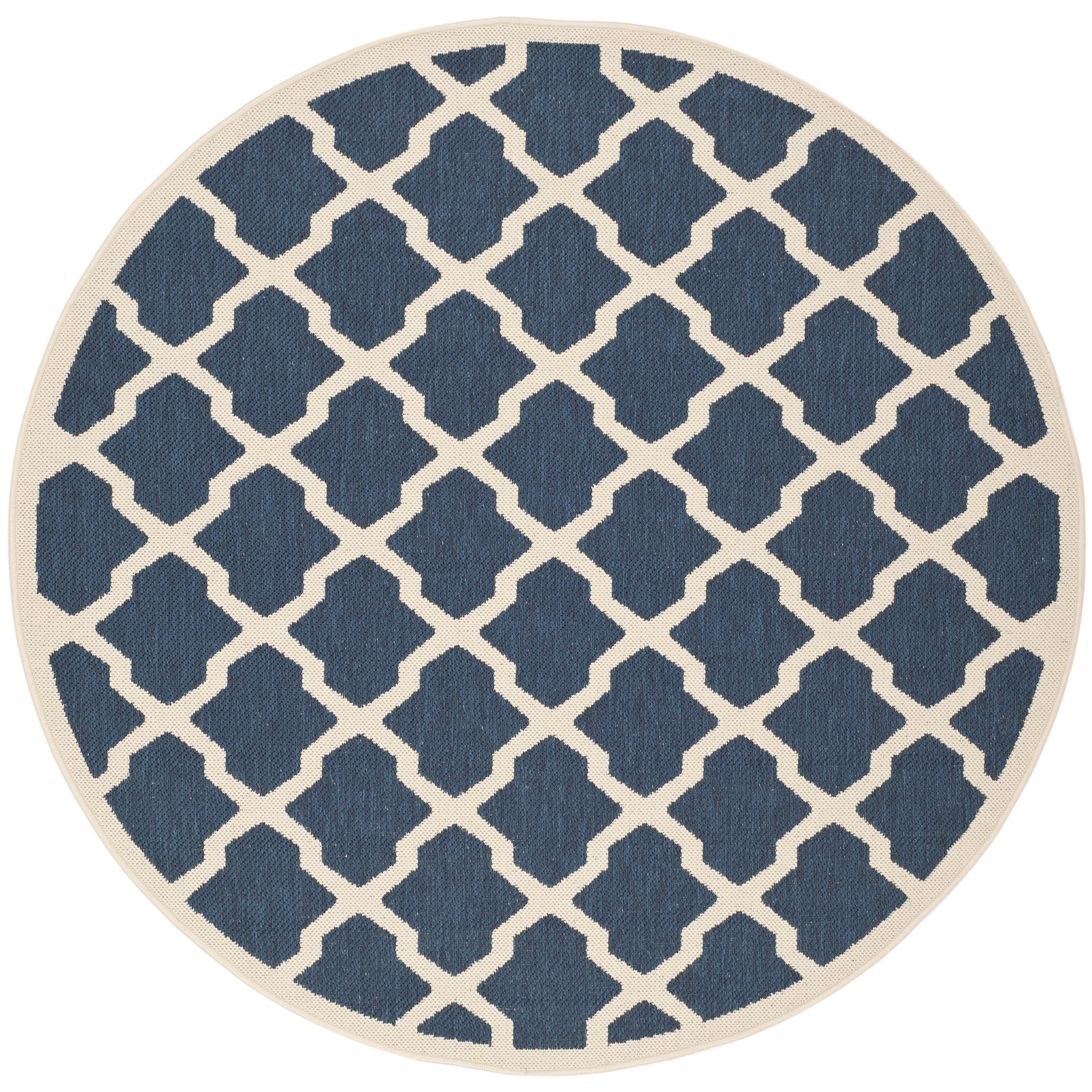 Safavieh Indoor/ Outdoor Courtyard Navy/ Beige Area Rug (7 Round)