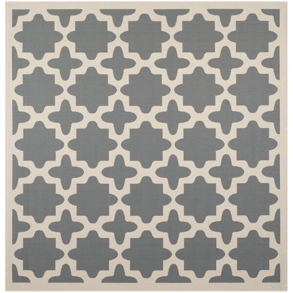 Safavieh Indoor/ Outdoor Courtyard Anthracite/ Beige Polypropylene Rug