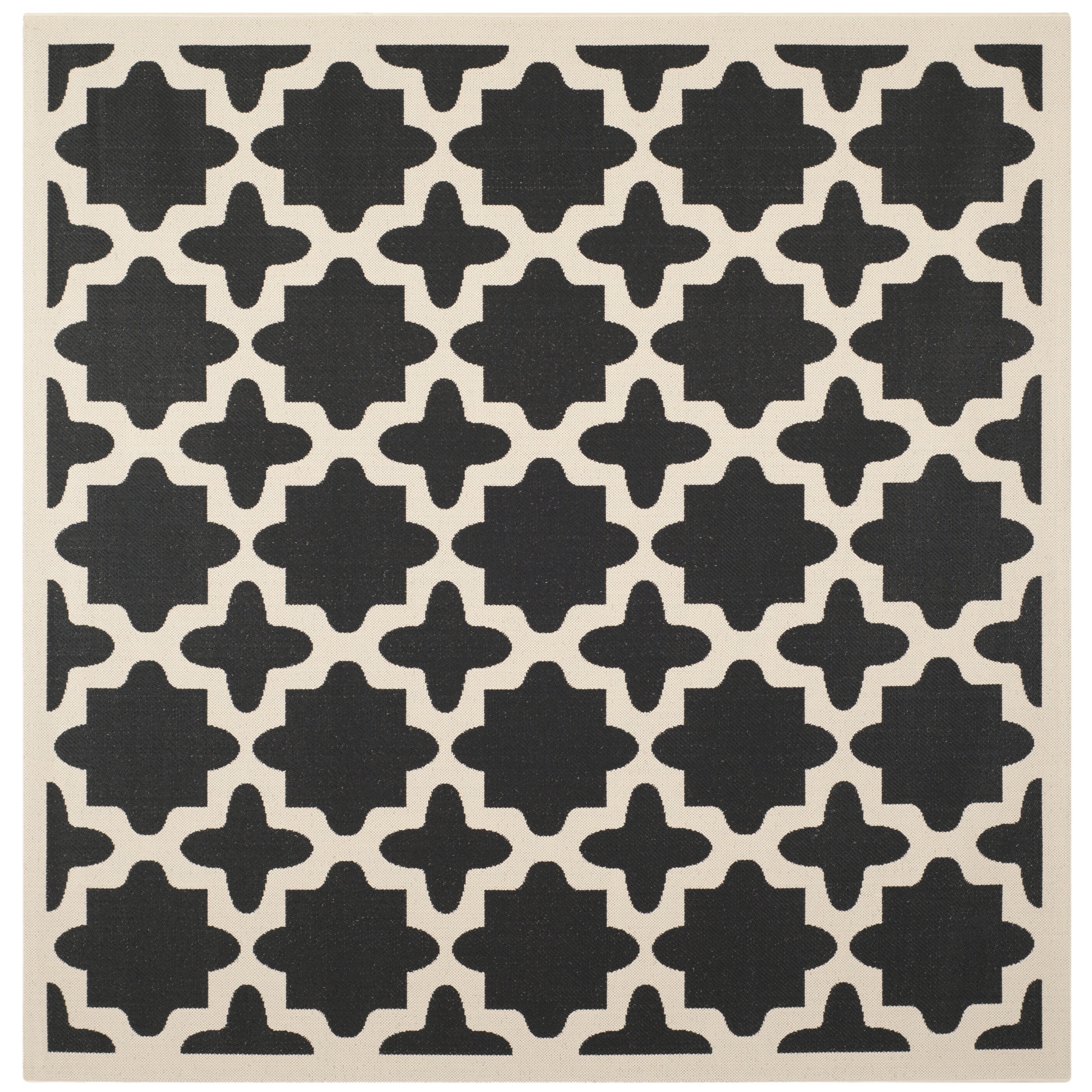 Safavieh Indoor/ Outdoor Courtyard Trellis pattern Black/ Beige Rug (4 Square)